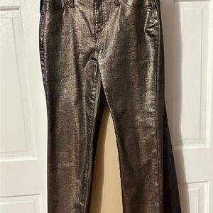 Chico's coated bronze Shimmering Jeans.